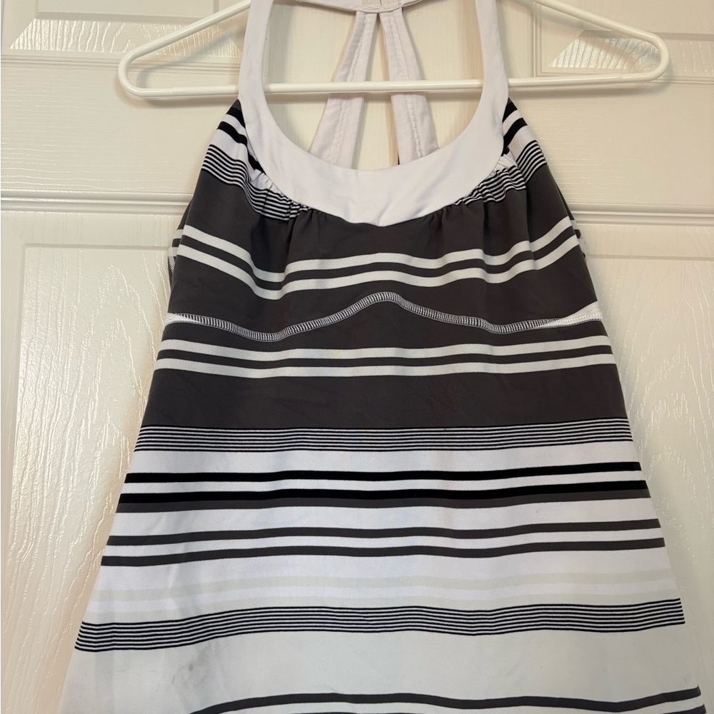 Lululemon Striped Halter Top in Black and White